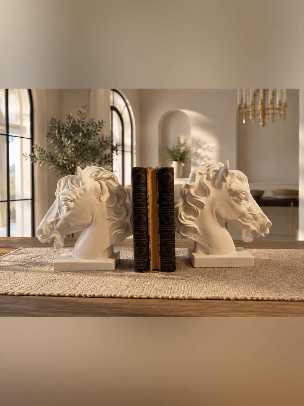 Pair of A.Santini Horse Head Bust sculpture made in Italy with regenerate Marble